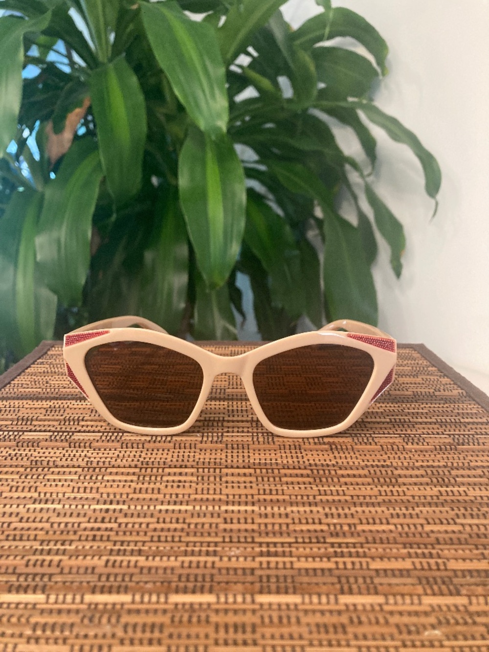 Retro Peach and Copper Rhinestone Sunglasses